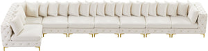 Tremblay Velvet / Engineered Wood / Metal / Foam Contemporary Cream Velvet Modular Sectional - 228" W x 69" D x 33" H