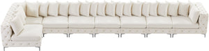 Tremblay Velvet / Engineered Wood / Metal / Foam Contemporary Cream Velvet Modular Sectional - 228" W x 69" D x 33" H