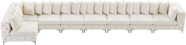 Tremblay Velvet / Engineered Wood / Metal / Foam Contemporary Cream Velvet Modular Sectional - 228" W x 69" D x 33" H