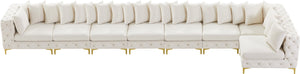 Tremblay Velvet / Engineered Wood / Metal / Foam Contemporary Cream Velvet Modular Sectional - 228" W x 69" D x 33" H