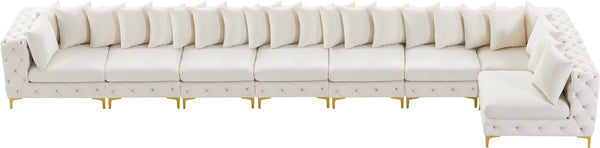 Tremblay Velvet / Engineered Wood / Metal / Foam Contemporary Cream Velvet Modular Sectional - 228" W x 69" D x 33" H