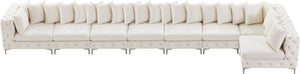 Tremblay Velvet / Engineered Wood / Metal / Foam Contemporary Cream Velvet Modular Sectional - 228" W x 69" D x 33" H