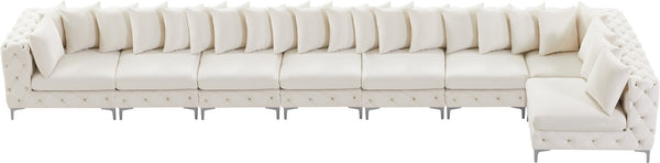 Tremblay Velvet / Engineered Wood / Metal / Foam Contemporary Cream Velvet Modular Sectional - 228" W x 69" D x 33" H