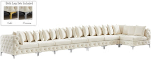 Tremblay Velvet / Engineered Wood / Metal / Foam Contemporary Cream Velvet Modular Sectional - 228" W x 69" D x 33" H