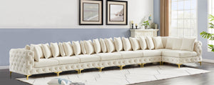 Tremblay Velvet / Engineered Wood / Metal / Foam Contemporary Cream Velvet Modular Sectional - 228" W x 69" D x 33" H
