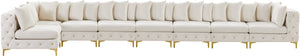 Tremblay Velvet / Engineered Wood / Metal / Foam Contemporary Cream Velvet Modular Sectional - 228" W x 69" D x 33" H