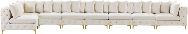 Tremblay Velvet / Engineered Wood / Metal / Foam Contemporary Cream Velvet Modular Sectional - 228" W x 69" D x 33" H