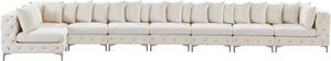 Tremblay Velvet / Engineered Wood / Metal / Foam Contemporary Cream Velvet Modular Sectional - 228" W x 69" D x 33" H