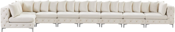 Tremblay Velvet / Engineered Wood / Metal / Foam Contemporary Cream Velvet Modular Sectional - 228" W x 69" D x 33" H