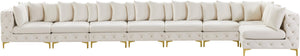 Tremblay Velvet / Engineered Wood / Metal / Foam Contemporary Cream Velvet Modular Sectional - 228" W x 69" D x 33" H