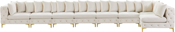 Tremblay Velvet / Engineered Wood / Metal / Foam Contemporary Cream Velvet Modular Sectional - 228" W x 69" D x 33" H