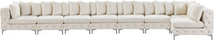 Tremblay Velvet / Engineered Wood / Metal / Foam Contemporary Cream Velvet Modular Sectional - 228" W x 69" D x 33" H
