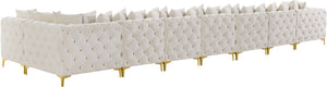 Tremblay Velvet / Engineered Wood / Metal / Foam Contemporary Cream Velvet Modular Sectional - 228" W x 69" D x 33" H