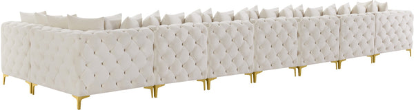 Tremblay Velvet / Engineered Wood / Metal / Foam Contemporary Cream Velvet Modular Sectional - 228" W x 69" D x 33" H