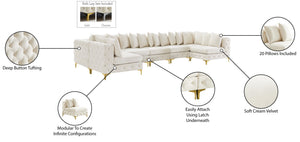 Tremblay Velvet / Engineered Wood / Metal / Foam Contemporary Cream Velvet Modular Sectional - 198" W x 69" D x 33" H