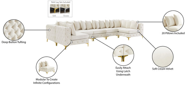 Tremblay Velvet / Engineered Wood / Metal / Foam Contemporary Cream Velvet Modular Sectional - 198" W x 69" D x 33" H