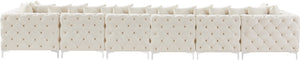 Tremblay Velvet / Engineered Wood / Metal / Foam Contemporary Cream Velvet Modular Sectional - 198" W x 69" D x 33" H