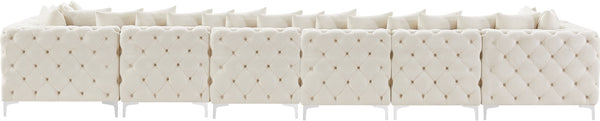 Tremblay Velvet / Engineered Wood / Metal / Foam Contemporary Cream Velvet Modular Sectional - 198" W x 69" D x 33" H