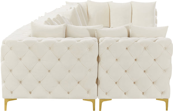 Tremblay Velvet / Engineered Wood / Metal / Foam Contemporary Cream Velvet Modular Sectional - 198" W x 69" D x 33" H