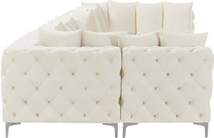 Tremblay Velvet / Engineered Wood / Metal / Foam Contemporary Cream Velvet Modular Sectional - 198" W x 69" D x 33" H