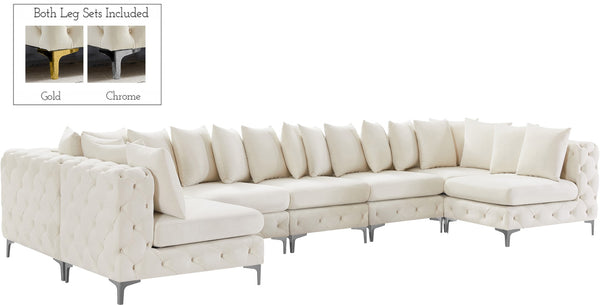 Tremblay Velvet / Engineered Wood / Metal / Foam Contemporary Cream Velvet Modular Sectional - 198" W x 69" D x 33" H