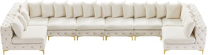 Tremblay Velvet / Engineered Wood / Metal / Foam Contemporary Cream Velvet Modular Sectional - 198" W x 69" D x 33" H