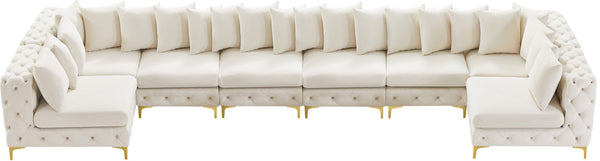 Tremblay Velvet / Engineered Wood / Metal / Foam Contemporary Cream Velvet Modular Sectional - 198" W x 69" D x 33" H
