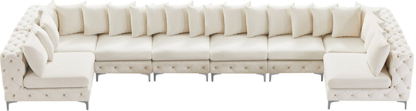 Tremblay Velvet / Engineered Wood / Metal / Foam Contemporary Cream Velvet Modular Sectional - 198" W x 69" D x 33" H