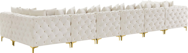 Tremblay Velvet / Engineered Wood / Metal / Foam Contemporary Cream Velvet Modular Sectional - 198" W x 69" D x 33" H