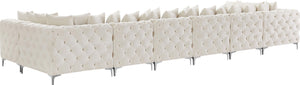Tremblay Velvet / Engineered Wood / Metal / Foam Contemporary Cream Velvet Modular Sectional - 198" W x 69" D x 33" H