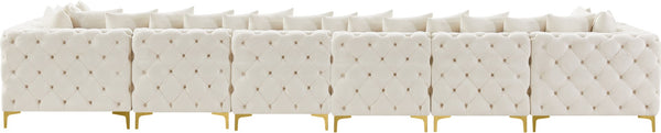 Tremblay Velvet / Engineered Wood / Metal / Foam Contemporary Cream Velvet Modular Sectional - 198" W x 69" D x 33" H
