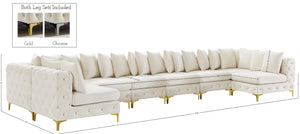 Tremblay Velvet / Engineered Wood / Metal / Foam Contemporary Cream Velvet Modular Sectional - 228" W x 69" D x 33" H