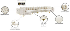 Tremblay Velvet / Engineered Wood / Metal / Foam Contemporary Cream Velvet Modular Sectional - 228" W x 69" D x 33" H