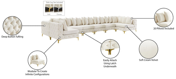 Tremblay Velvet / Engineered Wood / Metal / Foam Contemporary Cream Velvet Modular Sectional - 228" W x 69" D x 33" H
