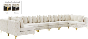 Tremblay Velvet / Engineered Wood / Metal / Foam Contemporary Cream Velvet Modular Sectional - 228" W x 69" D x 33" H