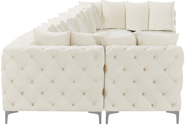 Tremblay Velvet / Engineered Wood / Metal / Foam Contemporary Cream Velvet Modular Sectional - 228" W x 69" D x 33" H