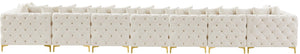 Tremblay Velvet / Engineered Wood / Metal / Foam Contemporary Cream Velvet Modular Sectional - 228" W x 69" D x 33" H