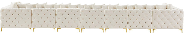 Tremblay Velvet / Engineered Wood / Metal / Foam Contemporary Cream Velvet Modular Sectional - 228" W x 69" D x 33" H