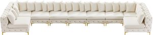 Tremblay Velvet / Engineered Wood / Metal / Foam Contemporary Cream Velvet Modular Sectional - 228" W x 69" D x 33" H
