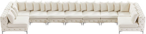 Tremblay Velvet / Engineered Wood / Metal / Foam Contemporary Cream Velvet Modular Sectional - 228" W x 69" D x 33" H