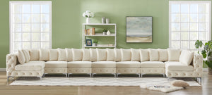 Tremblay Velvet / Engineered Wood / Metal / Foam Contemporary Cream Velvet Modular Sectional - 228" W x 69" D x 33" H