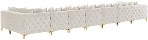 Tremblay Velvet / Engineered Wood / Metal / Foam Contemporary Cream Velvet Modular Sectional - 228" W x 69" D x 33" H