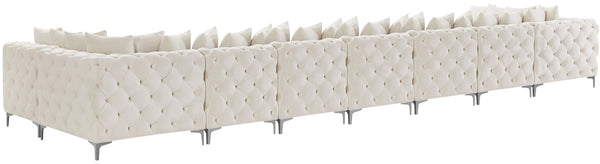 Tremblay Velvet / Engineered Wood / Metal / Foam Contemporary Cream Velvet Modular Sectional - 228" W x 69" D x 33" H