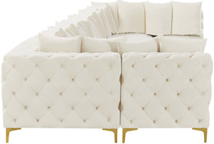 Tremblay Velvet / Engineered Wood / Metal / Foam Contemporary Cream Velvet Modular Sectional - 228" W x 69" D x 33" H