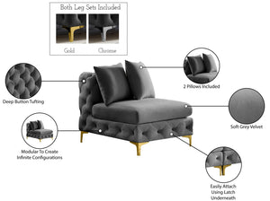 Tremblay Velvet / Engineered Wood / Metal / Foam Contemporary Grey Velvet Armless Chair - 30" W x 39" D x 33" H