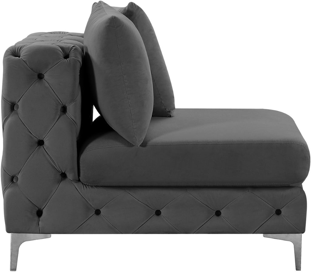 Tremblay Velvet / Engineered Wood / Metal / Foam Contemporary Grey Velvet Armless Chair - 30" W x 39" D x 33" H