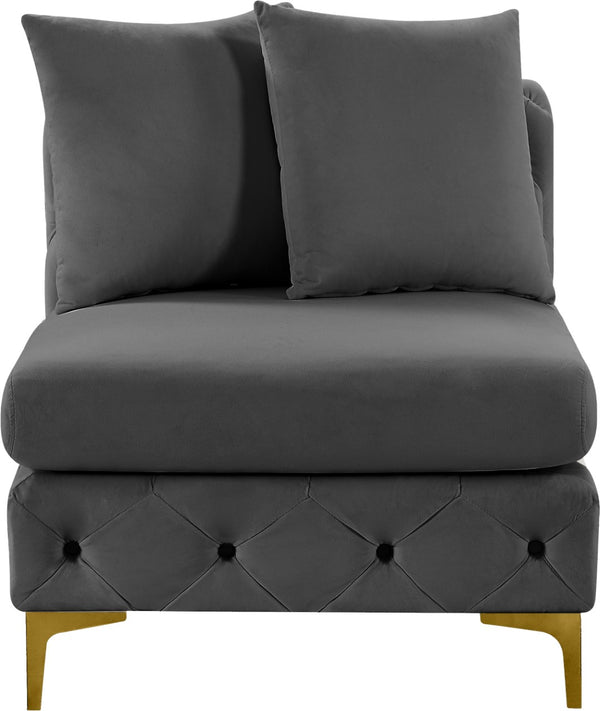 Tremblay Velvet / Engineered Wood / Metal / Foam Contemporary Grey Velvet Armless Chair - 30" W x 39" D x 33" H