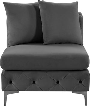 Tremblay Velvet / Engineered Wood / Metal / Foam Contemporary Grey Velvet Armless Chair - 30" W x 39" D x 33" H
