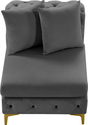 Tremblay Velvet / Engineered Wood / Metal / Foam Contemporary Grey Velvet Armless Chair - 30" W x 39" D x 33" H