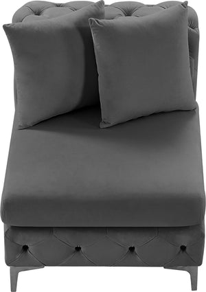 Tremblay Velvet / Engineered Wood / Metal / Foam Contemporary Grey Velvet Armless Chair - 30" W x 39" D x 33" H